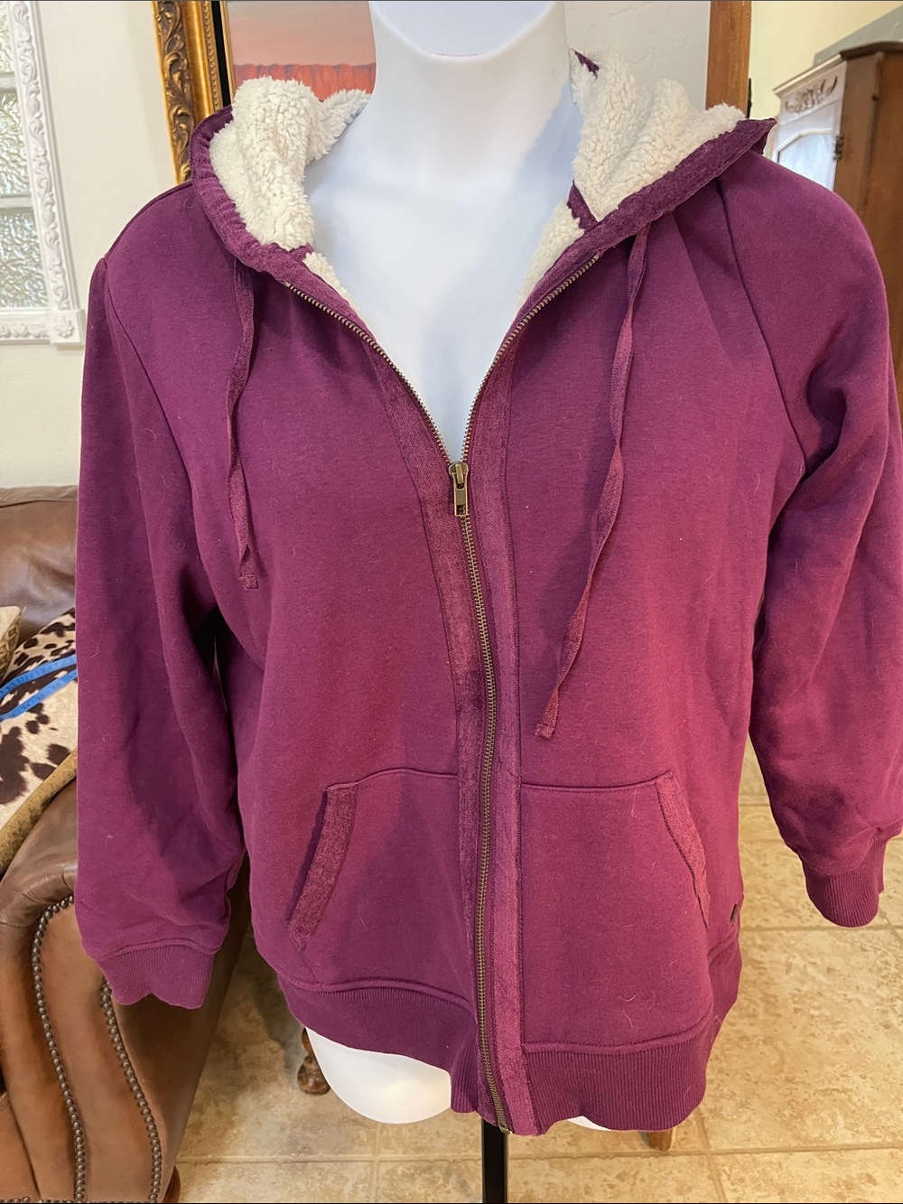 Orvis Plum Sherpa-Lined Zip Hoodie Jacket